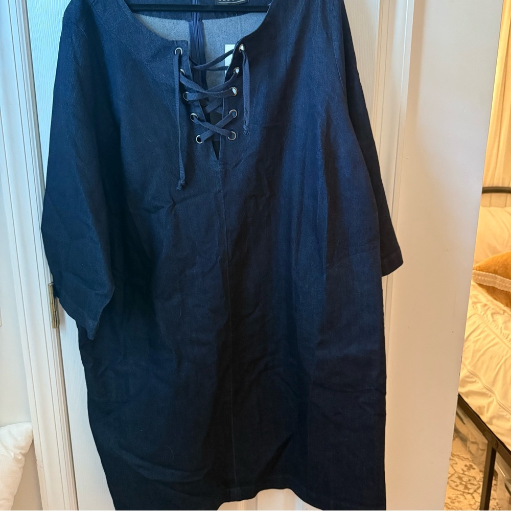 Eloquii Blue Casual Dress with Button Down Style